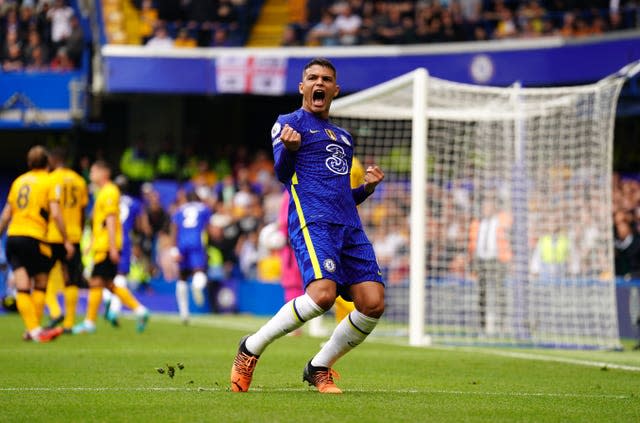 Thiago Silva's goal for Chelsea against Wolverhampton Wanderers last season is about to be ruled offside by VAR (Adam Davy/PA)