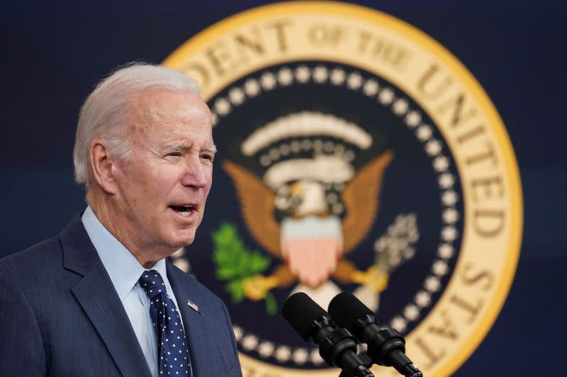 U.S. President Biden speaks about Chinese balloon and unidentified objects during remarks at the White House in Washington