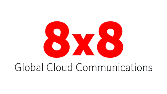 8x8 logo with the tagline, Global Cloud Communications.