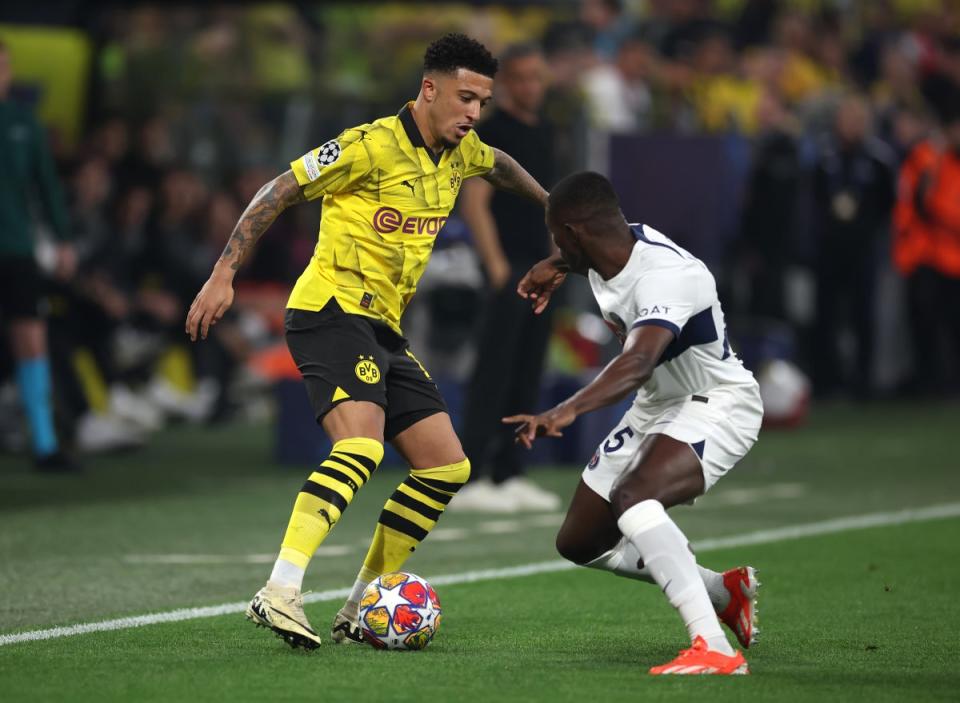 Jadon Sancho ran rings around the Paris Saint-Germain defenders (Getty Images)