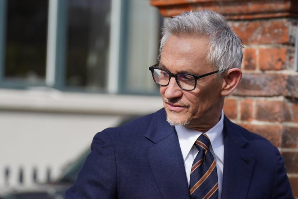 Match Of The Day host Gary Lineker outside his home in London on Saturday  (PA Wire)