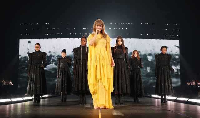 <p>Kevin Mazur/TAS24/Getty</p> Taylor Swift performs in Paris on May 9, 2024