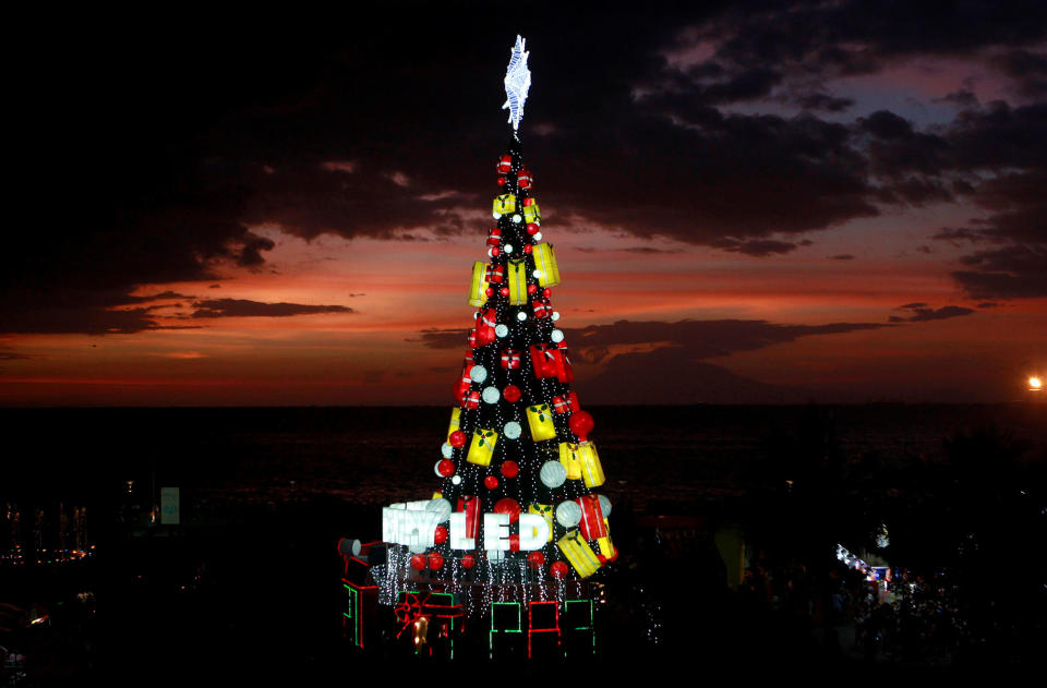 A Christmas tree is seen in Pasay city, Philippines