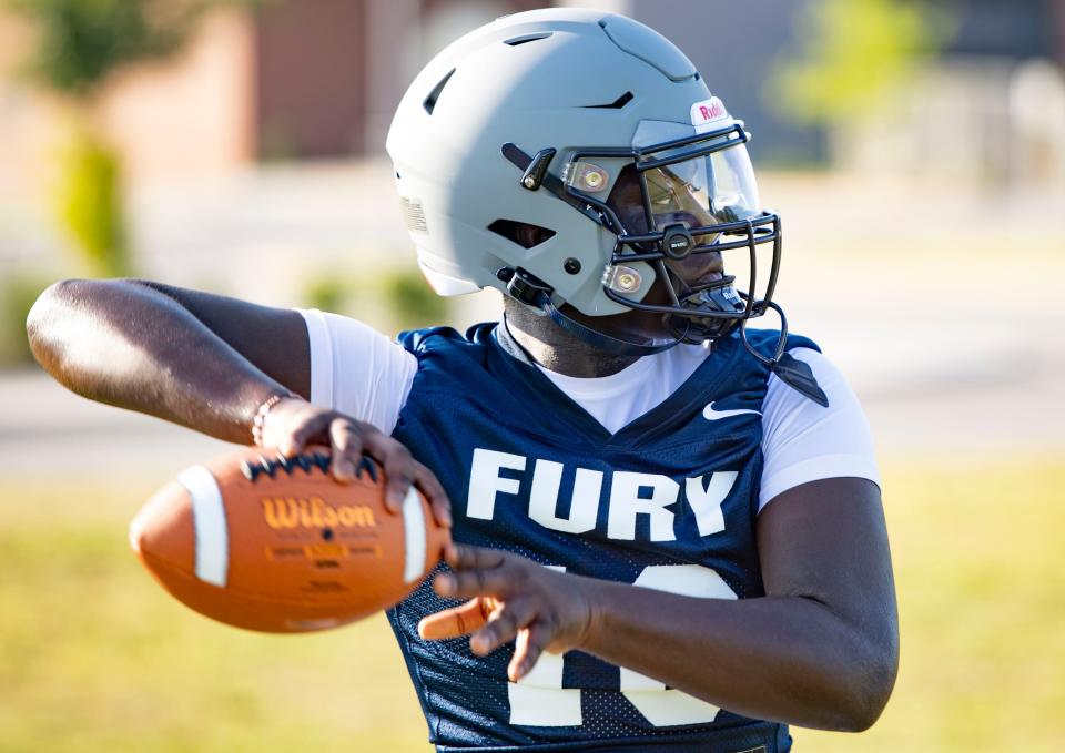 Fountain Inn's Sean Smith participates in drills with his teammates, at Fountain Inn High School, Friday, July 29, 2022. 