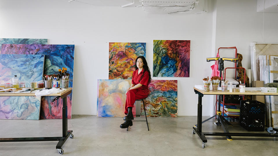 Artist Julia Jo in her Brooklyn studio