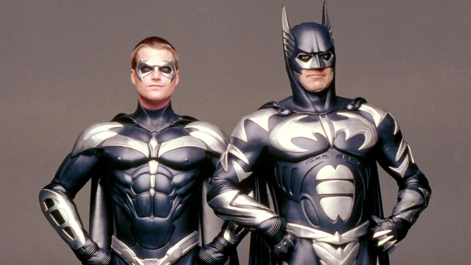 Chris O'Donnell and George Clooney in 'Batman & Robin'. (Credit: Warner Bros)