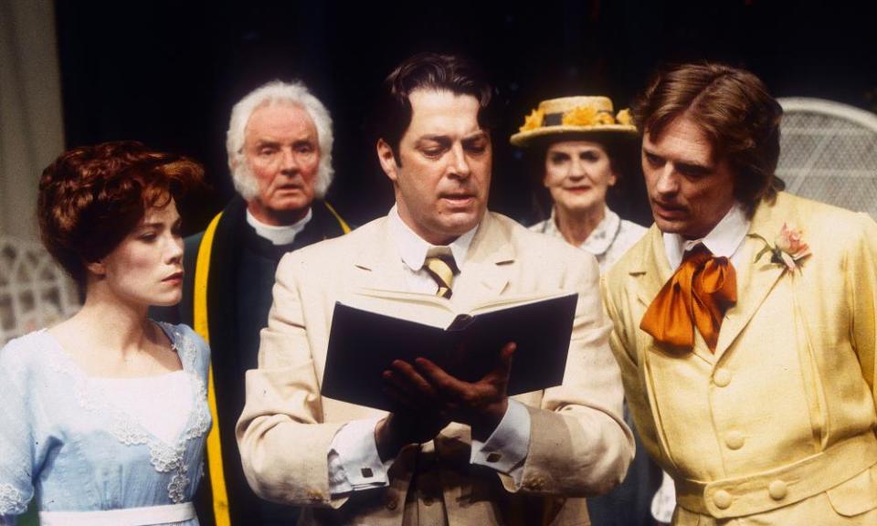 Rosalind Knight, second right, as Miss Prism in The Importance of Being Earnest at the Birmingham Rep theatre in 1995.