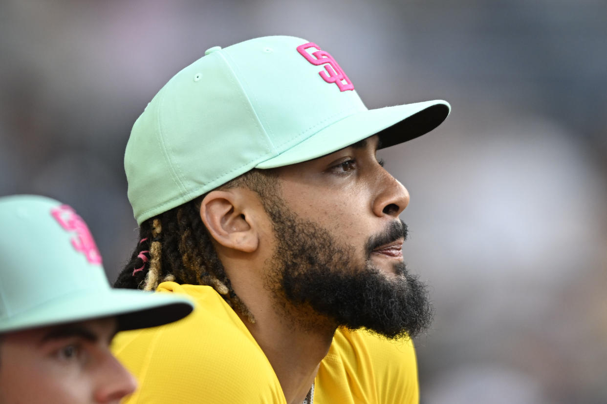 Padres star Fernando Tatis Jr. was suspended 80 games after testing positive for the anabolic steroid clostebol. (Photo by Denis Poroy/Getty Images)