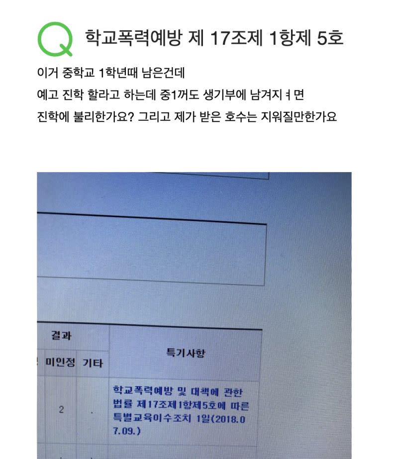 ▲金佳覽疑似在韓國Naver知識iN上發問「學暴紀錄消除的方式」，引發南韓網友熱烈討論。