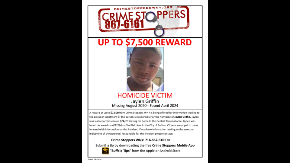 The latest Crime Stoppers WNY flyer issued for Jaylen.