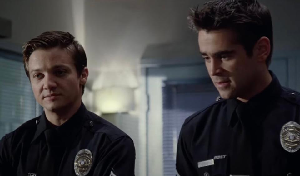 Farrell and Renner became friends after playing LAPD partners in the 2003 film S.W.A.T. (Scene City/YouTube)