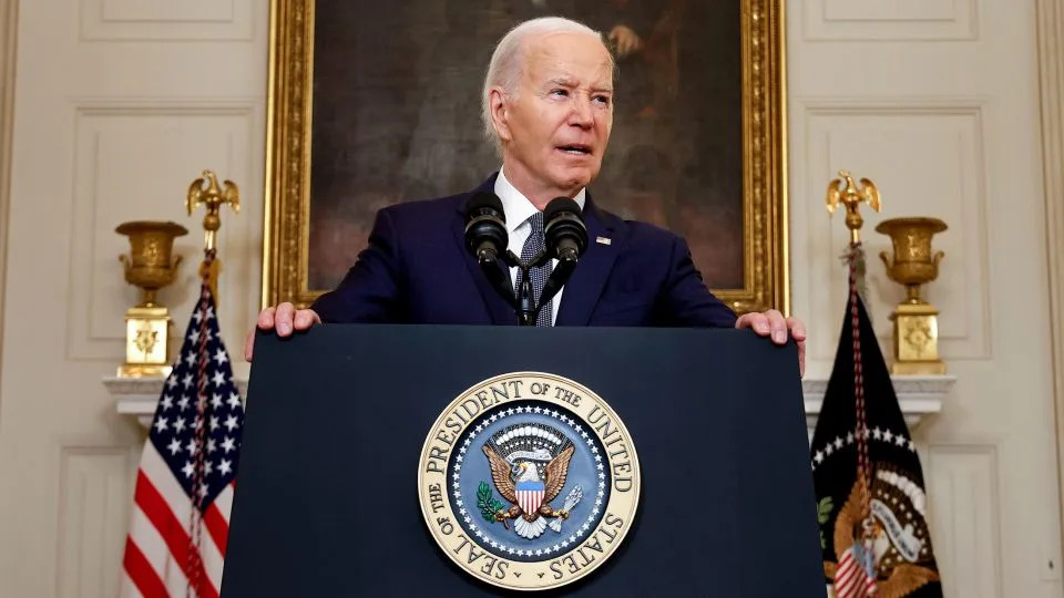 President Joe Biden announces a proposed ceasefire between Israel and Hamas in Gaza while delivering remarks in the State Dining Room at the White House on May 31 in Washington, DC. - Chip Somodevilla/Getty Images