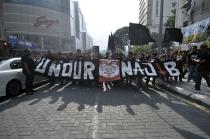 The #KitaLawan protest rally with a banner calling for the resignation of Prime Minister Datuk Seri Najib Razak outside Sogo shopping complex today. – The Malaysian Insider pic by Mukhriz Hazim, February 28, 2015.