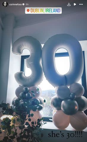 <p>Corinne Foxx/ Instagram</p> Corinne Foxx's 30th-birthday decorations
