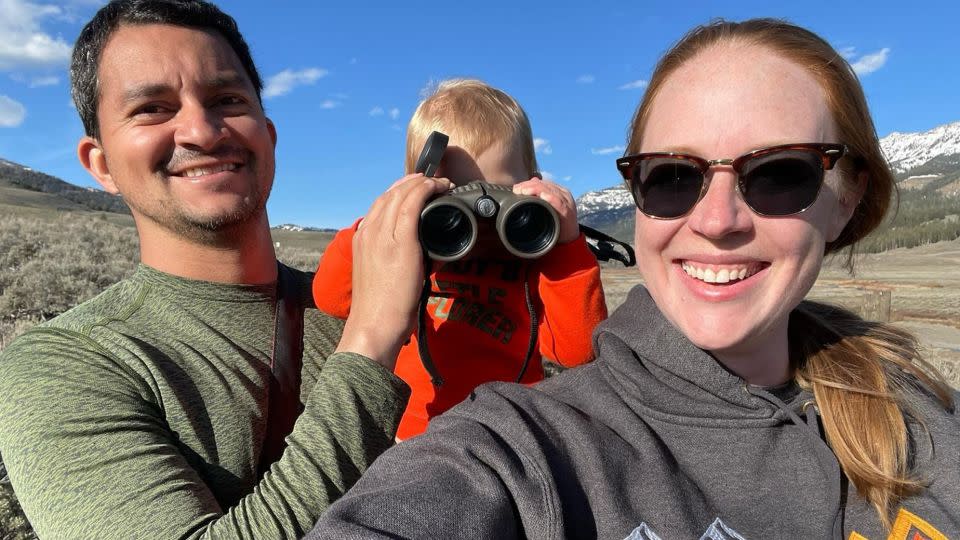 Adrian and Laura exploring Yellowstone National Park with their daughter. - Adrian and Laura