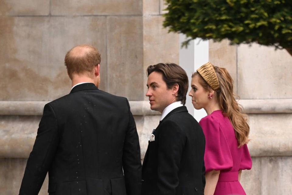 london, england may 06 edoardo mapelli mozzi and princess beatrice of york arrive at the coronation of king charles iii and queen camilla on may 06, 2023 in london, england the coronation of charles iii and his wife, camilla, as king and queen of the united kingdom of great britain and northern ireland, and the other commonwealth realms takes place at westminster abbey today charles acceded to the throne on 8 september 2022, upon the death of his mother, elizabeth ii photo by jeff spicergetty images