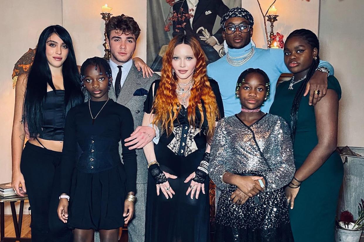 Madonna Shares Sweet Photo from Thanksgiving Dinner Featuring All 6 of Her Kids: ‘What I’m Thankful for’ . https://www.instagram.com/p/ClZccWFPqWh/. Madonna/Instagram