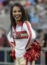 <p>San Francisco 49ers cheerleaders perform during the first half of an NFL football game between the San Francisco 49ers and the New England Patriots in Santa Clara, Calif., Sunday, Nov. 20, 2016. (AP Photo/Marcio Jose Sanchez) </p>