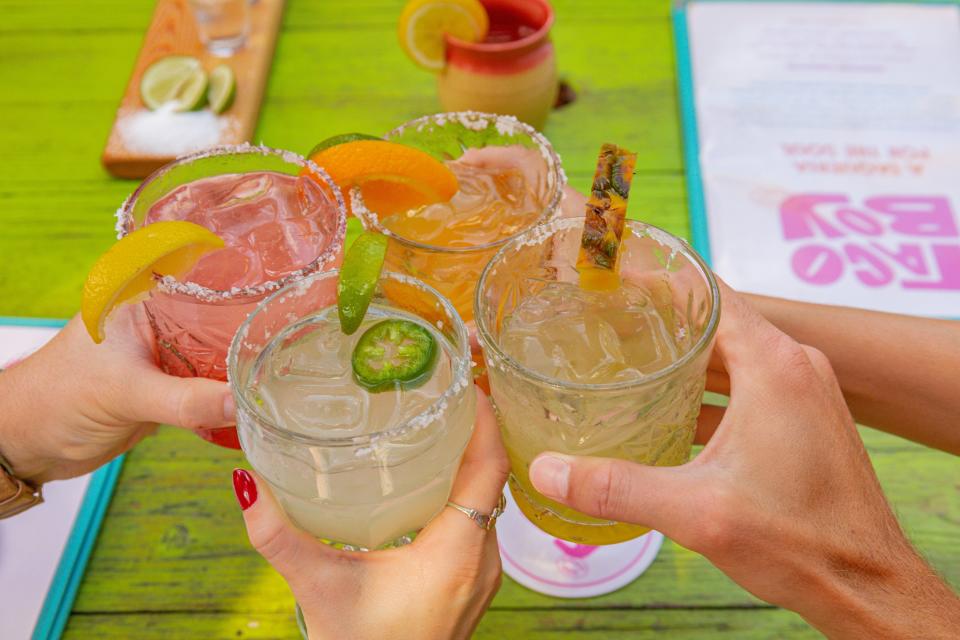 Taco Boy's menu features an assortment of refreshing margaritas and cocktails.