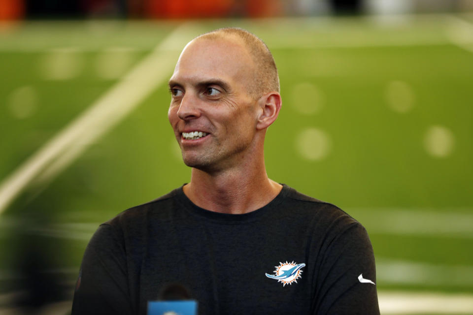 The Miami Dolphins fired offensive coordinator Chad O'Shea and two other assistant coaches on Monday. (AP/Brynn Anderson)