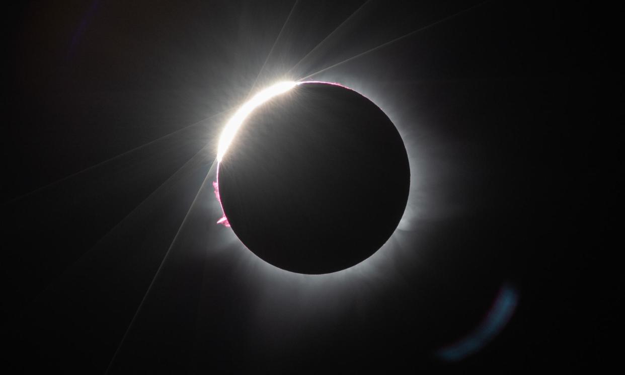 <span>A total solar eclipse. Observers on the western coasts of Ireland and Scotland will see a partial solar eclipse.</span><span>Photograph: Scott Bauer/The Guardian</span>
