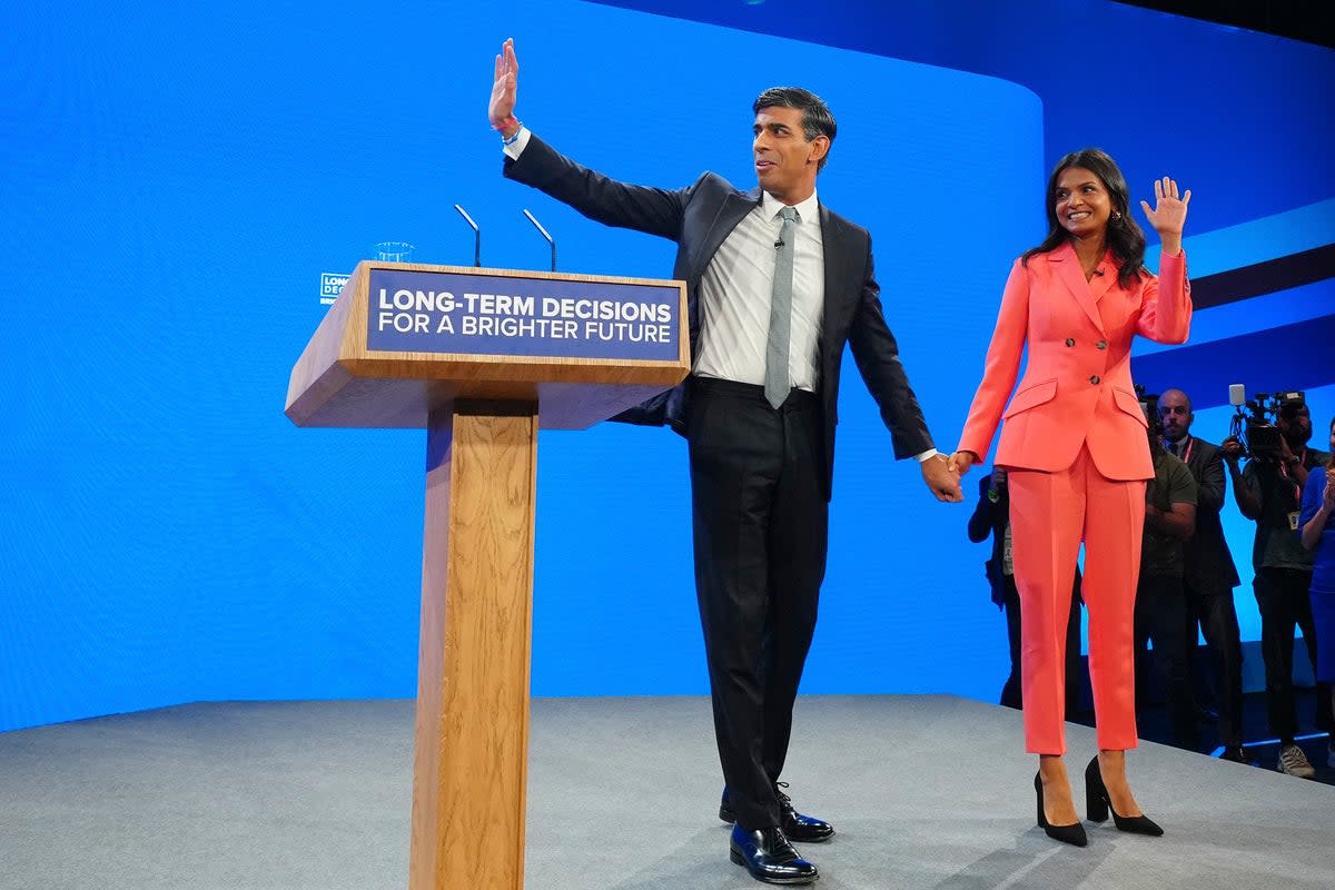 PM Rishi Sunak and his wife, Akshata Murty (Copyright 2023 The Associated Press. All rights reserved)