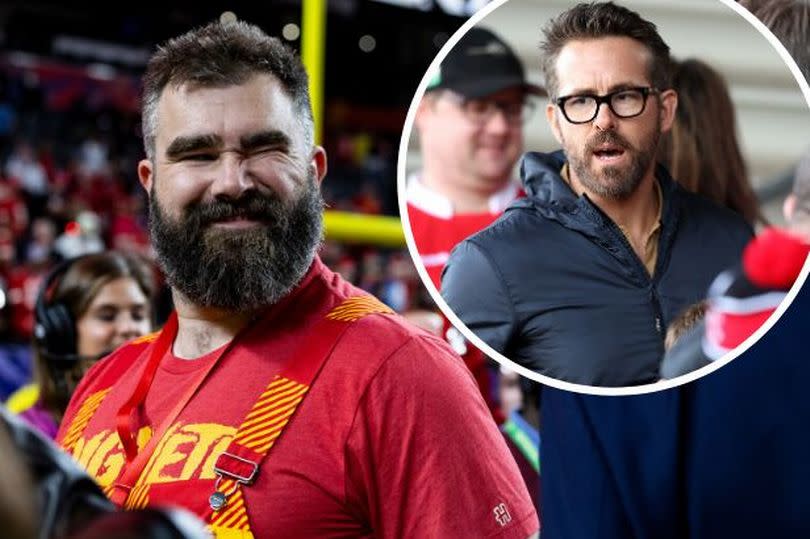 Kelce (main) said Wales 'is the best' after being invited to Wrexham to join Ryan Reynolds (inset) -Credit:Getty Images