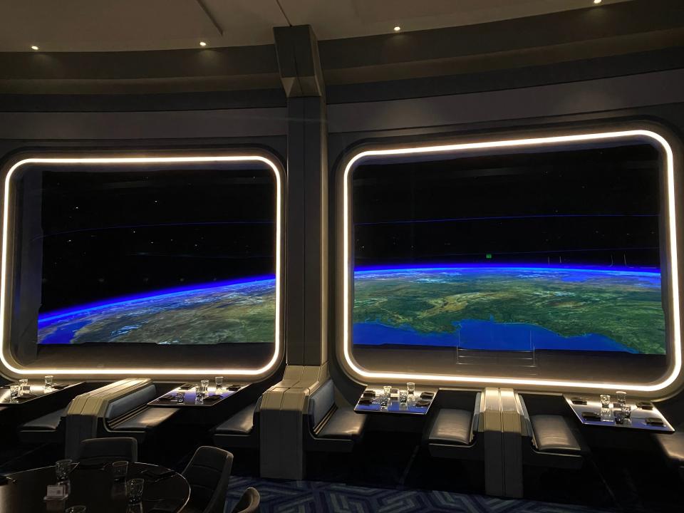 views inside the space 220 restaurant in epcot disney world