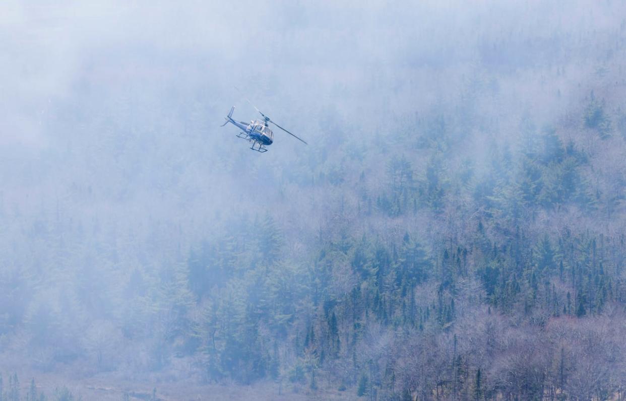 The province's existing helicopters saw a great deal of use in 2023, which was a record-breaking season for wildfires.  (Department of Natural Resources and Renewables - image credit)