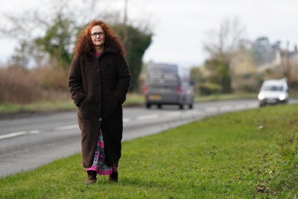 Nurse Elizabeth Donowho close to the site of the crash in Shucknall Hill, Herefordshire (Jacob King/PA) (PA Wire)