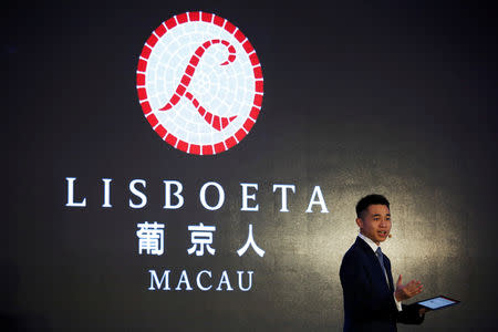 Lisboeta resort project is introduced by Macau Theme Park and Resort Limited Director Arnaldo Ho, son of tycoon Stanley Ho, in Macau, China October 18, 2018. REUTERS/Bobby Yip