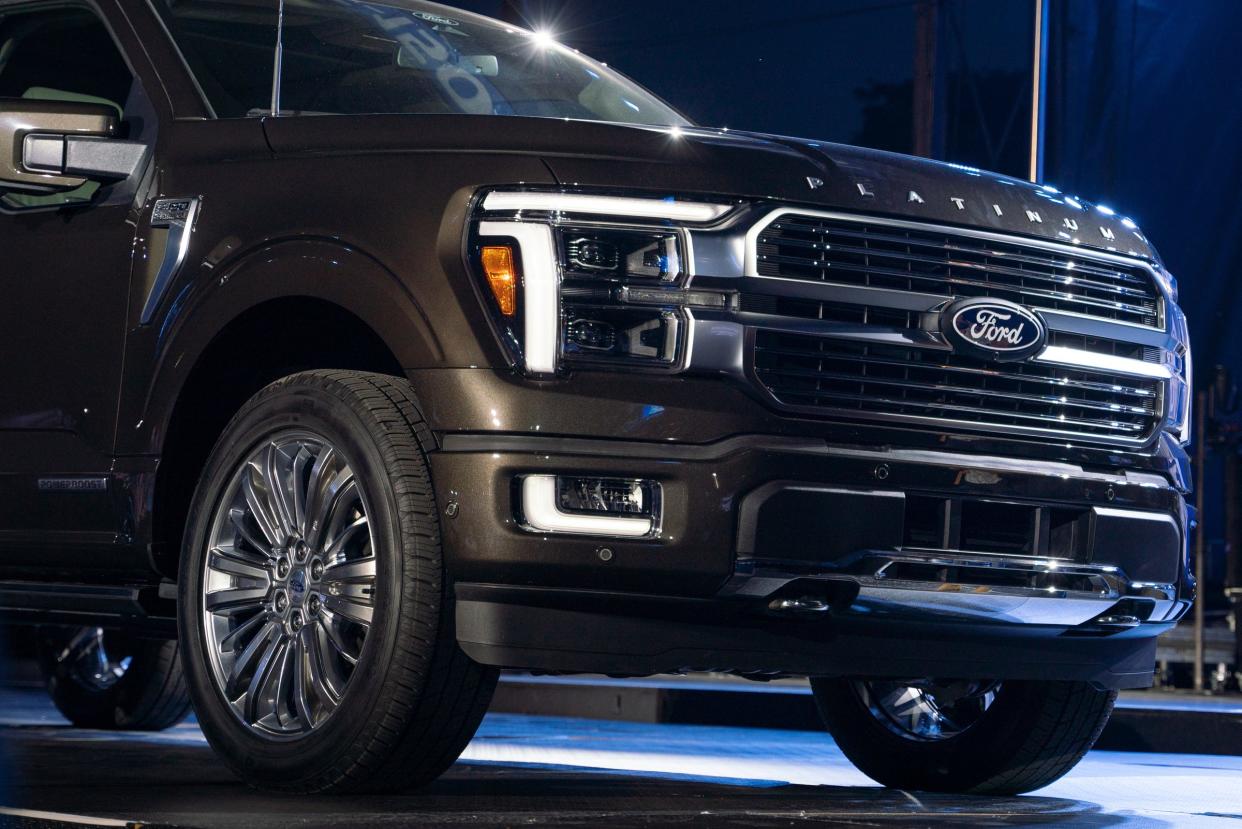 The 2024 Ford F-150 is revealed ahead of the 2023 North American International Auto Show at Hart Plaza in downtown Detroit on Tues., Sept. 12, 2023.
