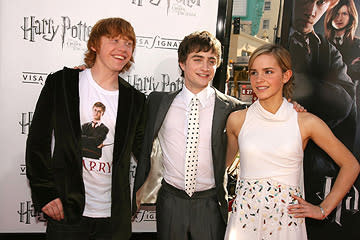 Rupert Grint , Daniel Radcliffe and Emma Watson at the Hollywood premiere of Warner Brothers' Harry Potter and the Order of the Phoenix