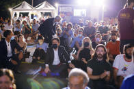 Giuseppe Conte e la compagna Olivia Paladino alla prima di Cinema America in Piazza San Cosimato, Roma.