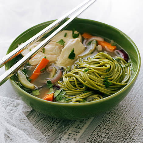 Jasmine Chicken Soup with Green Tea Soba