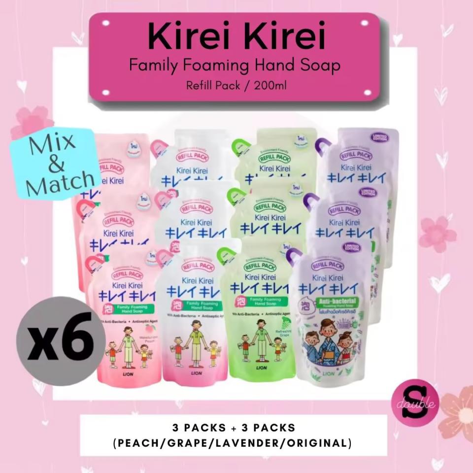 [Bundle of 6 ] Kirei Kirei Anti-Bacterial Foaming Hand Soap Refill, 200ml. (Photo: Lazada SG)