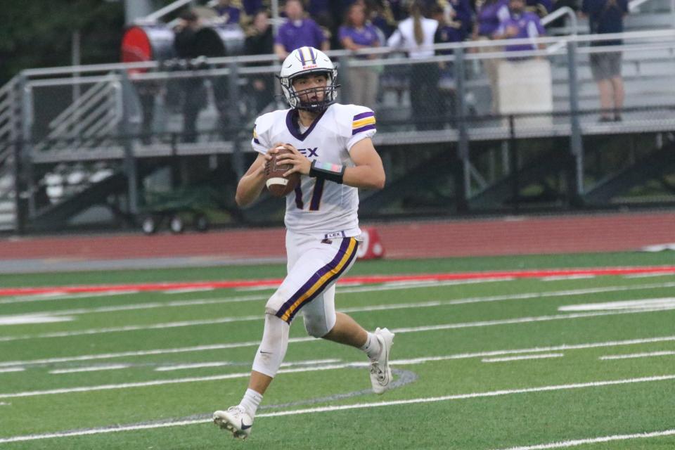 Lexington's Joe Caudill threw two touchdown passes and ran for another in the Minutemen's 50-19 loss to Shelby on Friday night.