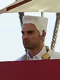 Closeup of a man with white hair