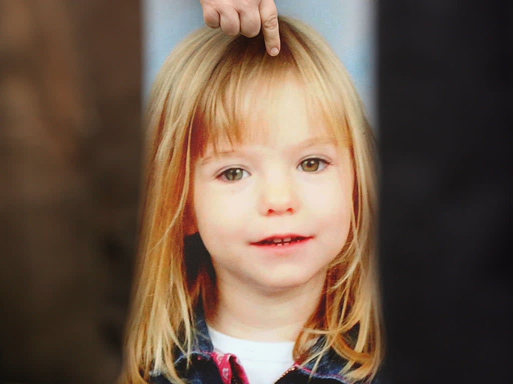 A picture of Madeleine McCann, who disappeared from a holiday complex in Praia da Luz in 2007 (Peter Macdiarmid/Getty Images)