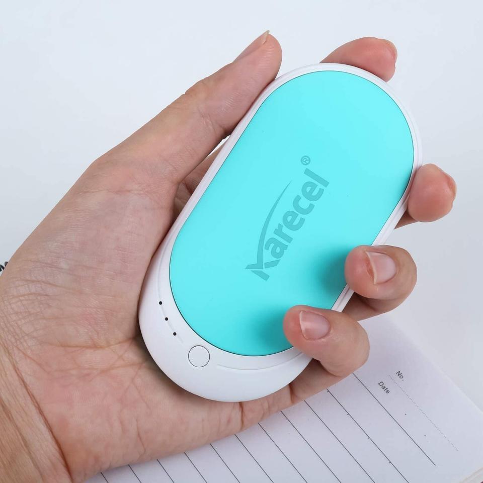 This <a href="https://amzn.to/3kkOLQC" target="_blank" rel="noopener noreferrer">hand warmer doubles as a power bank</a> for your phone. It's double-sided for your hands and comes with three heat settings. There are indicator lights that remind you to charge. It's a popular pick, with more than 700 reviews and a 4.6-star rating. <a href="https://amzn.to/3kkOLQC" target="_blank" rel="noopener noreferrer">Find it for $26 at Amazon</a>.