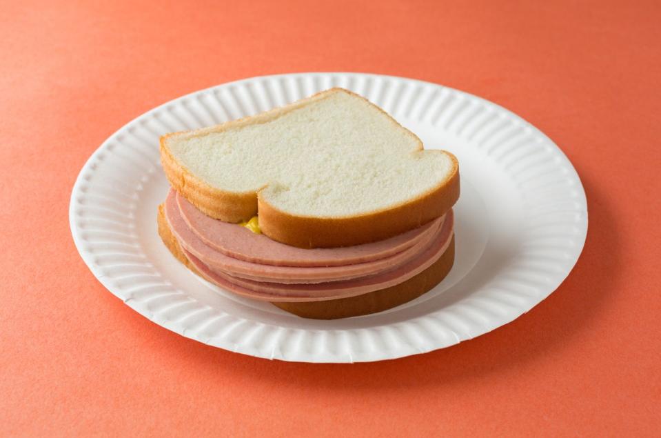 Bologna and White Bread Sandwich