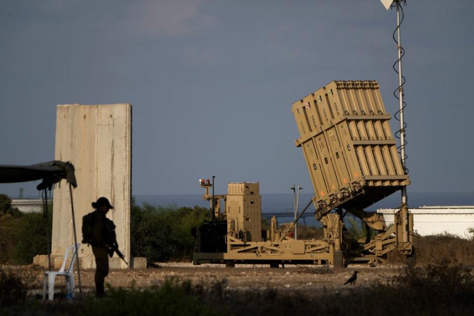 A battery of Israel's Iron Dome defense missile system, deployed to intercept rockets, sits in Ashkelon, southern Israel, August 2022 (Copyright 2022 The Associated Press All rights reserved)