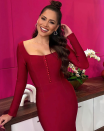 <p>La exmiss Universo lució bella como siempre y lista para San Valentín vistiendo de rojo y con su cabello recogido en un coqueto moño.</p>