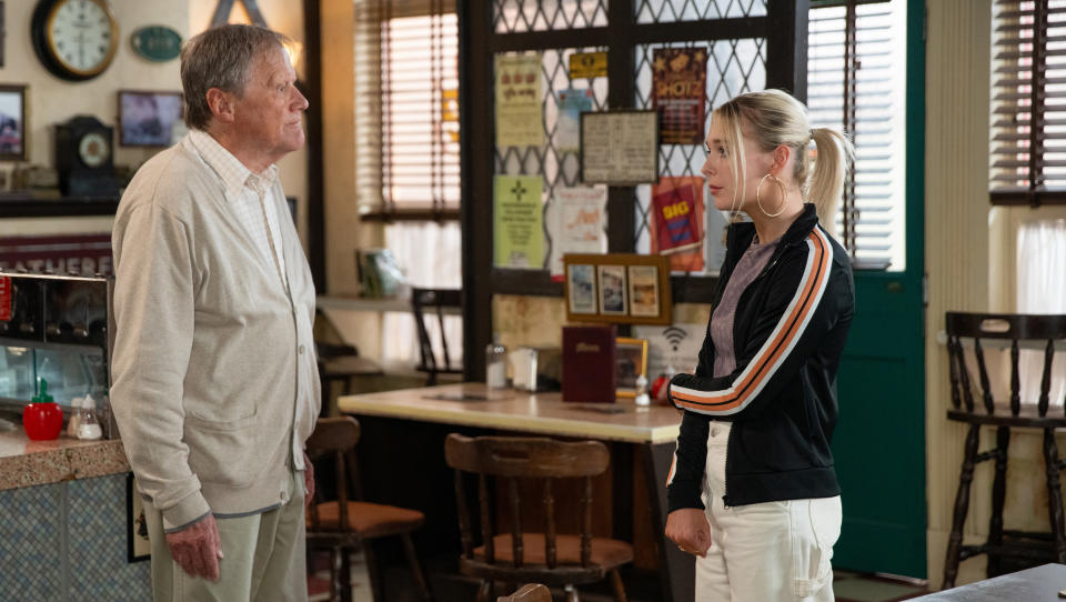 FROM ITV

STRICT EMBARGO  - No Use Before Tuesday 8th August 2023

Coronation Street - Ep 11033132

Monday 14th August 2023

Roy Croper [DAVID NEILSON] offers Lauren [CAIT FITTON] food and a bed for the night decision but is horrified when she offers to sleep with him to show her gratitude! 

Picture contact - David.crook@itv.com

Photographer - Danielle Baguley

This photograph is (C) ITV and can only be reproduced for editorial purposes directly in connection with the programme or event mentioned above, or ITV plc. This photograph must not be manipulated [excluding basic cropping] in a manner which alters the visual appearance of the person photographed deemed detrimental or inappropriate by ITV plc Picture Desk. This photograph must not be syndicated to any other company, publication or website, or permanently archived, without the express written permission of ITV Picture Desk. Full Terms and conditions are available on the website www.itv.com/presscentre/itvpictures/terms
