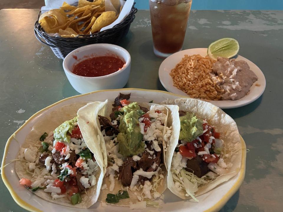 Murray Hill's El Jefe Tex-Mex restaurant's menu included made-from-scratch brisket tacos with rice and refried beans plus house-made salsa and chips.