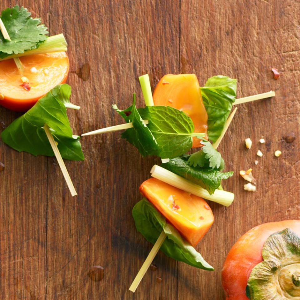 Skewered Persimmon and Herb Bites