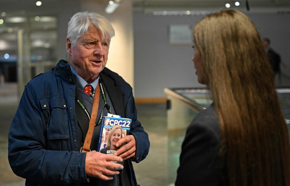 Stanley Johnson attends the Conservative conference (AFP via Getty Images)