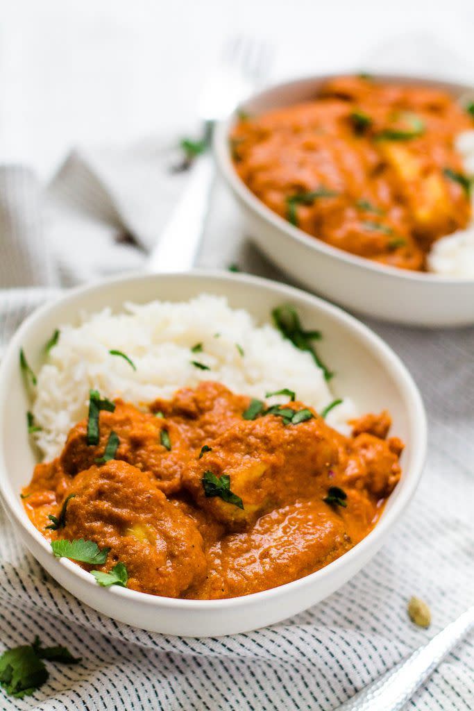 <p>Butter chicken, but halloumi! </p><p>Get the <a href="https://www.happyveggiekitchen.com/butter-halloumi-curry/" rel="nofollow noopener" target="_blank" data-ylk="slk:Butter Halloumi Curry;elm:context_link;itc:0;sec:content-canvas" class="link ">Butter Halloumi Curry</a> recipe.</p><p>Recipe from <a href="https://www.happyveggiekitchen.com/" rel="nofollow noopener" target="_blank" data-ylk="slk:Happy Veggie Kitchen;elm:context_link;itc:0;sec:content-canvas" class="link ">Happy Veggie Kitchen</a>.</p>