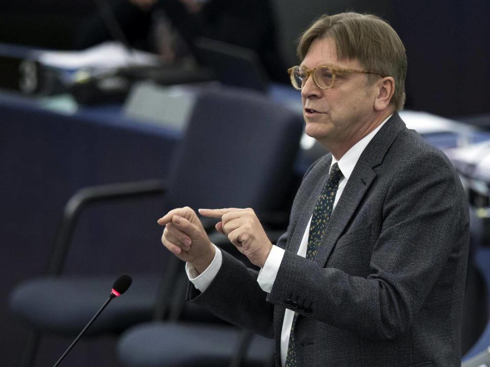 Brexit coordinator Guy Verhofstadt speaks during a plenary session of the European Parliament (EPA)