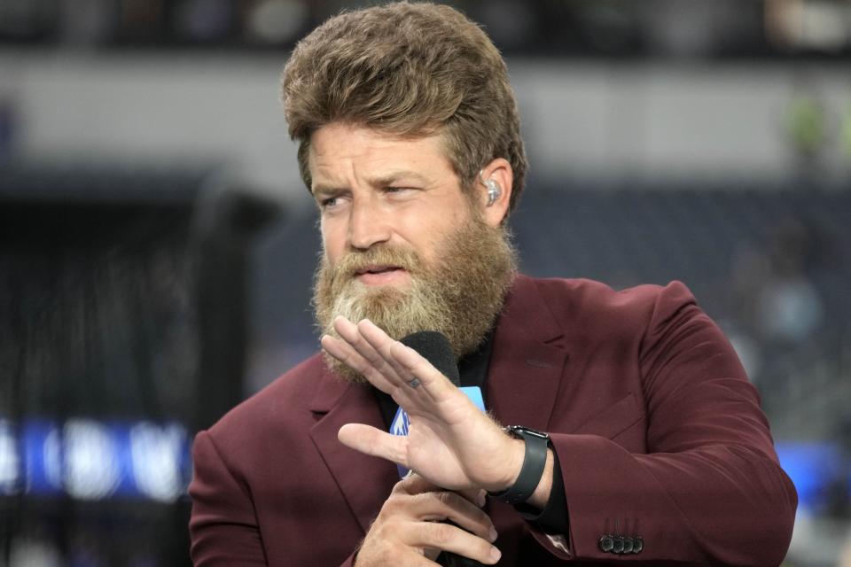 Former Dolphins quarterback Ryan Fitzpatrick on the Amazon Prime set. Fitzpatrick is part of the pregame, halftime and postgame team for 'Thursday Night Football.'